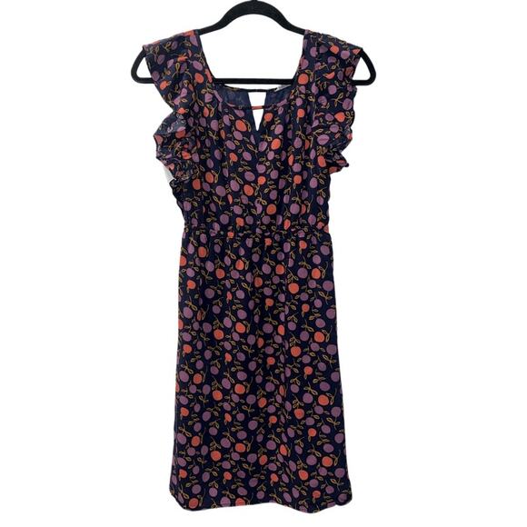 Fossil Keyhole Mini Dress Flutter Sleeves Navy Blue,Purple,Orange Womens Size XS - Picture 3 of 16